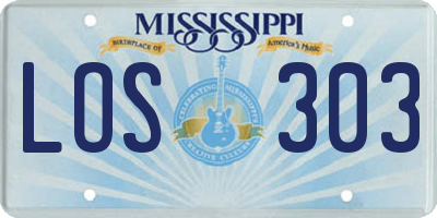 MS license plate LOS303