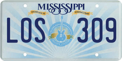 MS license plate LOS309