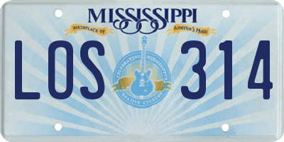 MS license plate LOS314