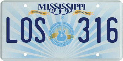 MS license plate LOS316