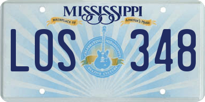 MS license plate LOS348