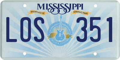 MS license plate LOS351