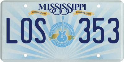 MS license plate LOS353