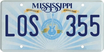 MS license plate LOS355