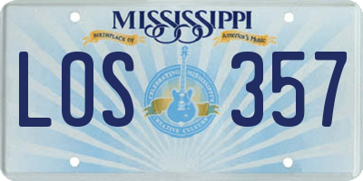 MS license plate LOS357