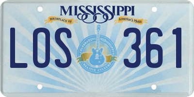 MS license plate LOS361