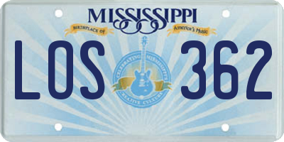 MS license plate LOS362