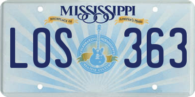 MS license plate LOS363