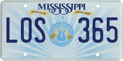 MS license plate LOS365