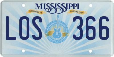 MS license plate LOS366