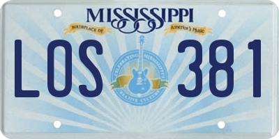 MS license plate LOS381
