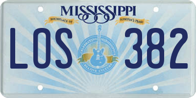 MS license plate LOS382