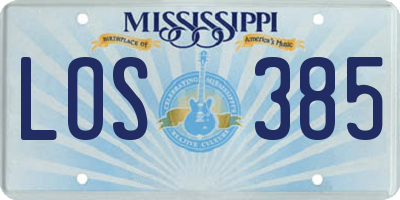 MS license plate LOS385