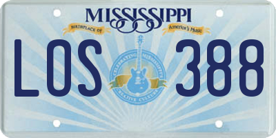 MS license plate LOS388