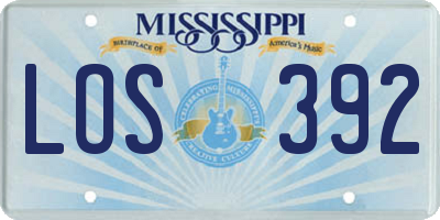 MS license plate LOS392