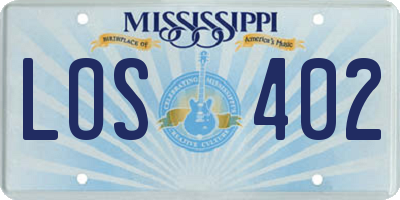 MS license plate LOS402