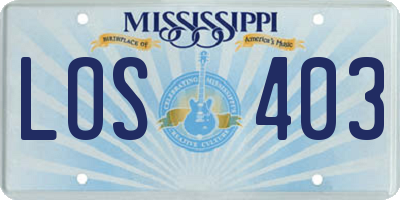 MS license plate LOS403