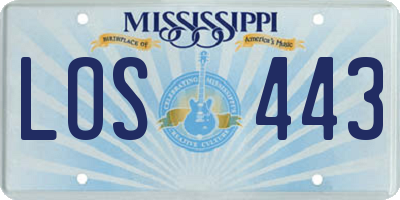 MS license plate LOS443