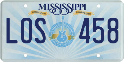 MS license plate LOS458
