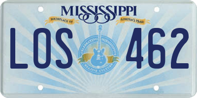 MS license plate LOS462