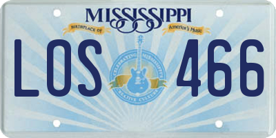 MS license plate LOS466