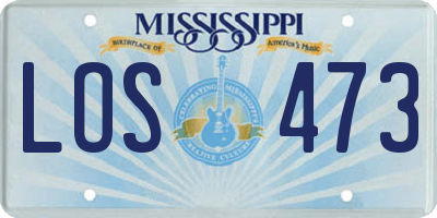 MS license plate LOS473