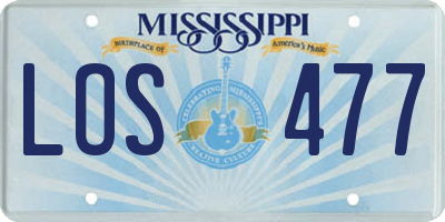 MS license plate LOS477