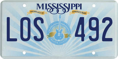 MS license plate LOS492