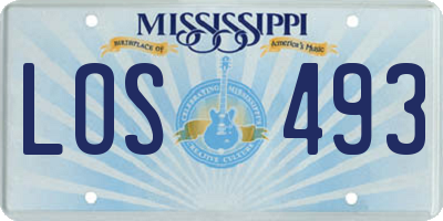 MS license plate LOS493
