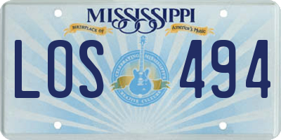MS license plate LOS494