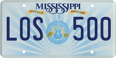 MS license plate LOS500