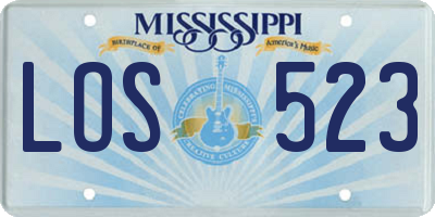 MS license plate LOS523