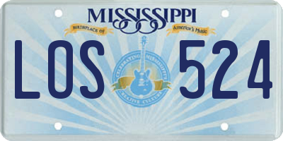 MS license plate LOS524