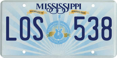 MS license plate LOS538