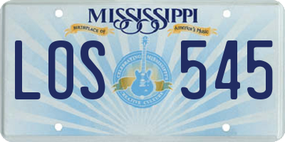 MS license plate LOS545