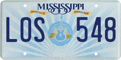 MS license plate LOS548