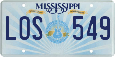 MS license plate LOS549