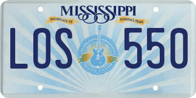 MS license plate LOS550