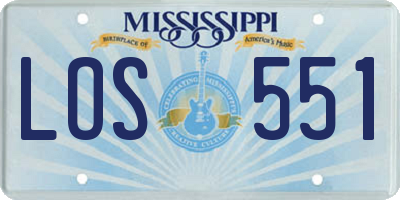 MS license plate LOS551