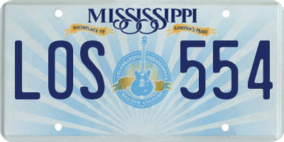 MS license plate LOS554