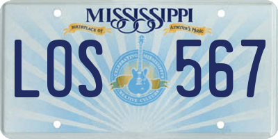 MS license plate LOS567