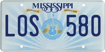 MS license plate LOS580
