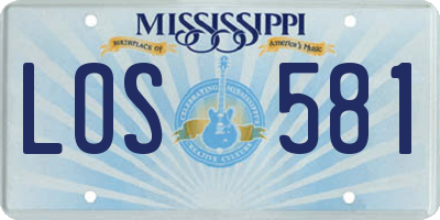 MS license plate LOS581