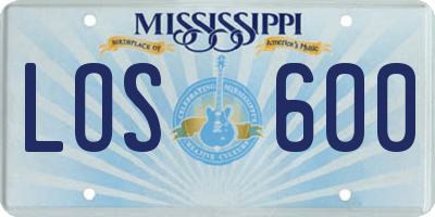 MS license plate LOS600