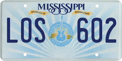 MS license plate LOS602