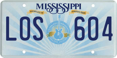 MS license plate LOS604