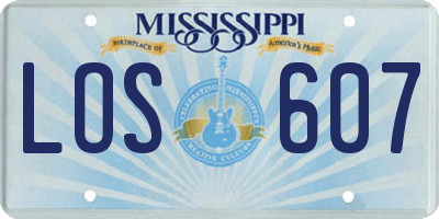 MS license plate LOS607