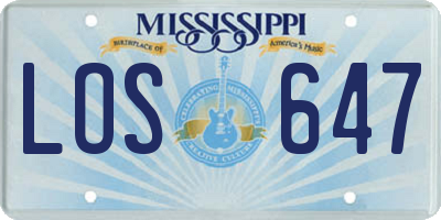 MS license plate LOS647