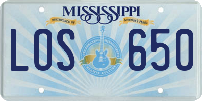 MS license plate LOS650