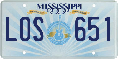 MS license plate LOS651